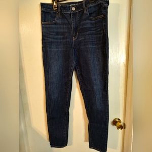 American Eagle Jegging Women's Size 14 L Dark  Blue Jeans Super Stretch Hi-rise